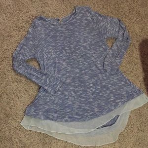 Blue and white tunic sweater